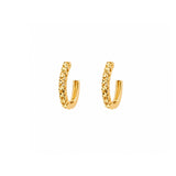 Small Gold Hoop Earrings with Diamond Cut-Small Yellow Gold Hoop Earrings with Diamond Cut