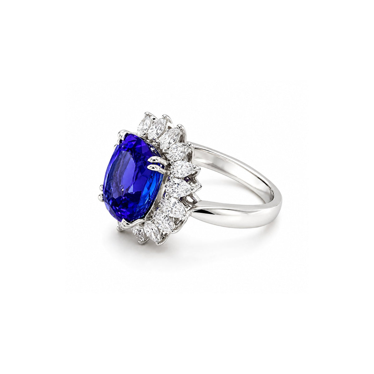Tanzanite Diamond Halo Ring