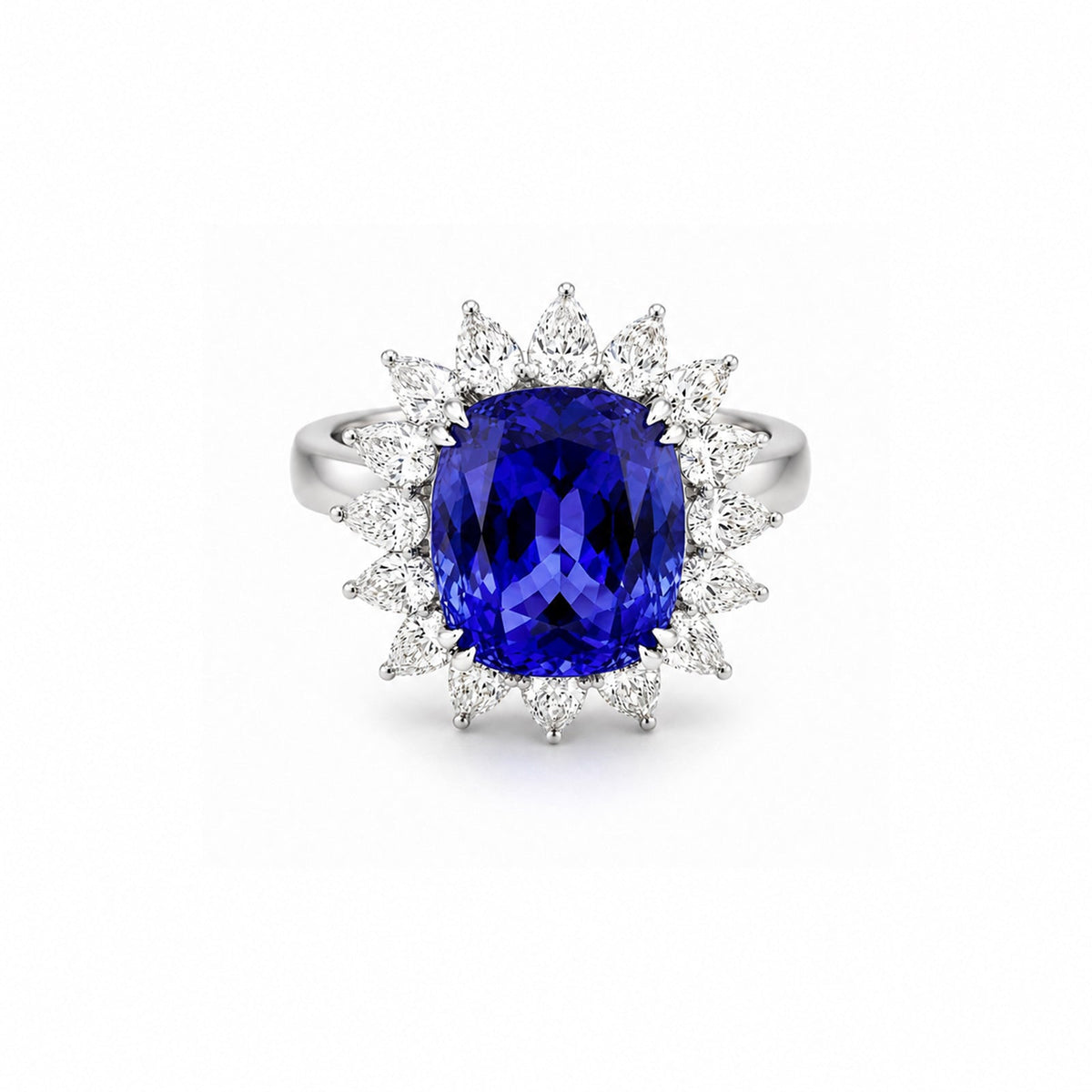 Tanzanite Diamond Halo Ring