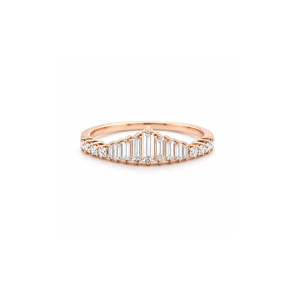 Tapered Baguette Tiara Diamond Stacking Ring