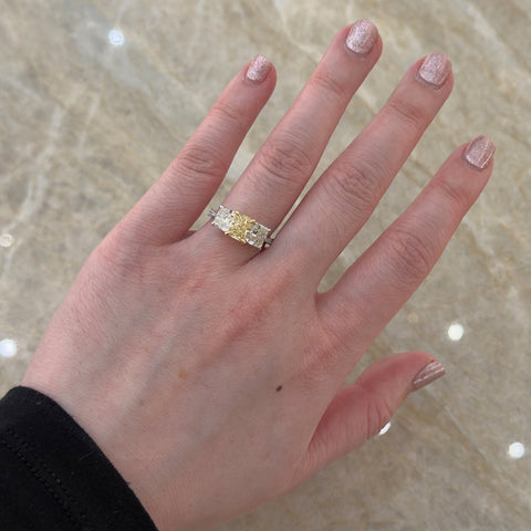 Three Stone Radiant Cut Diamond Engagement Ring-Three Stone Radiant Cut Diamond Engagement Ring - DRUJD00091