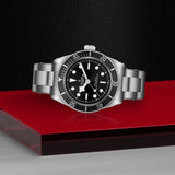 TUDOR Black Bay-TUDOR Black Bay - M7941A1A0NU-0001 - TUDOR Black Bay in a 41mm stainless steel case with black dial on stainless steel three-link bracelet, featuring a bi-directional rotating bezel and automatic movement with up to 70 hours of power reserve.