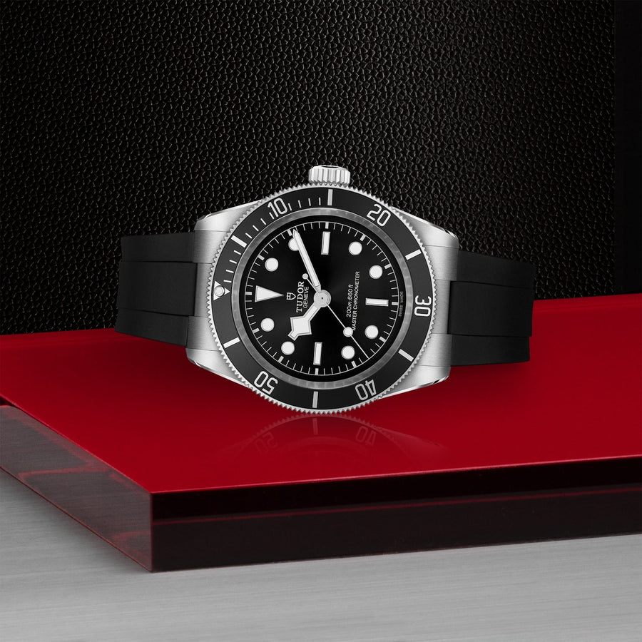 TUDOR Black Bay - M7941A1A0NU-0002 - TUDOR Black Bay in a 41mm stainless steel case with black dial on black rubber strap, featuring a bi-directional rotating bezel and automatic movement with up to 70 hours of power reserve.