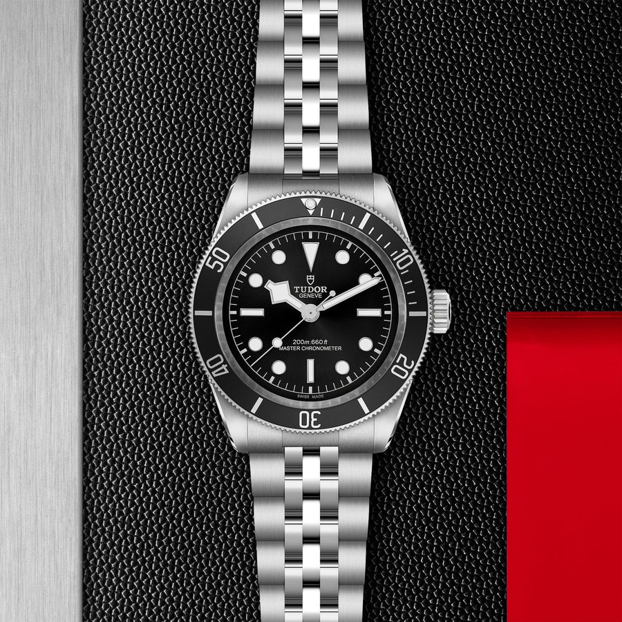 TUDOR Black Bay - M7941A1A0NU-0003 - TUDOR Black Bay in a 41mm stainless steel case with black dial on stainless steel bracelet, featuring a bi-directional rotating bezel and automatic movement with up to 70 hours of power reserve.