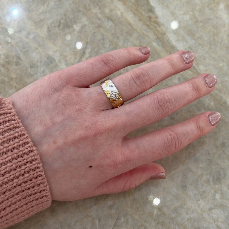 Two Tone Diamond Ring-Two Tone Diamond Ring - DREDW00216