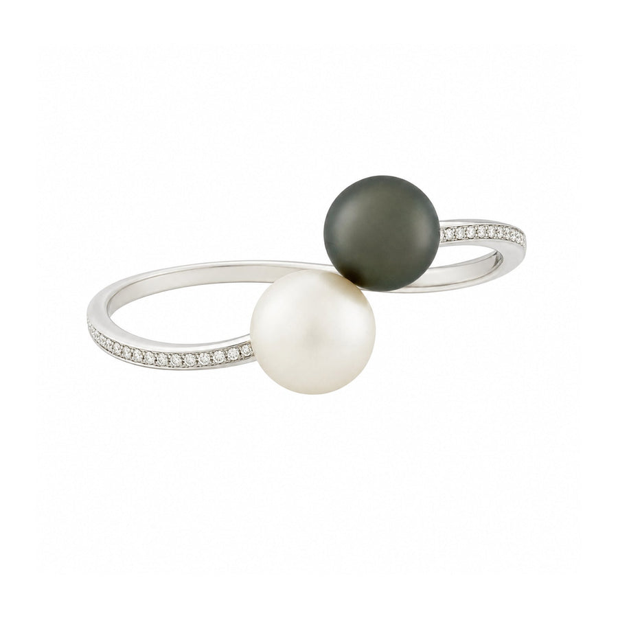 White and Black South Sea Pearl Bangle
