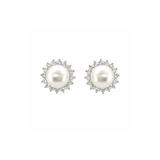 White Cultured Pearl Diamond Earrings-white south sea culutred pearl diamond