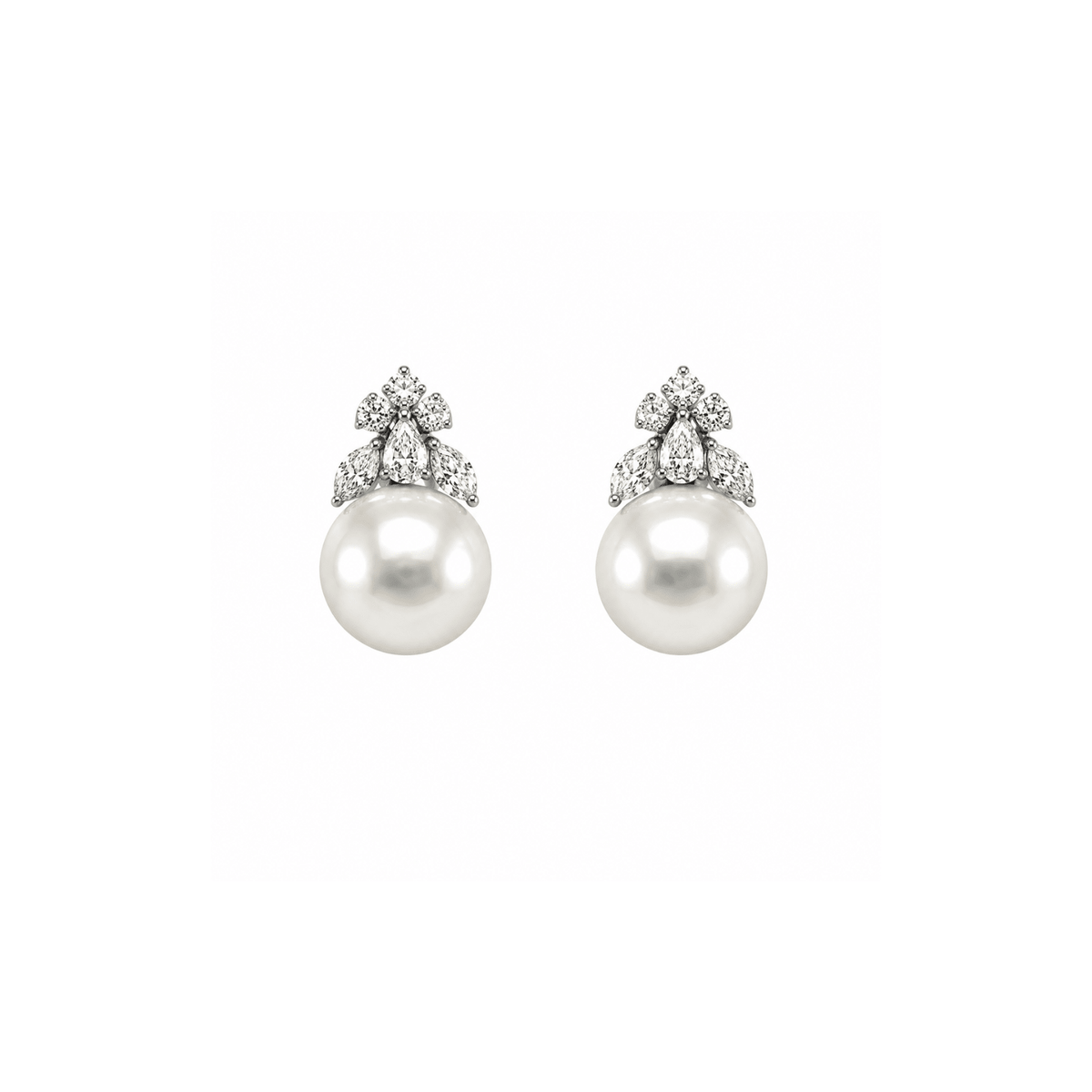 white south sea cultured pearl diamond earrings