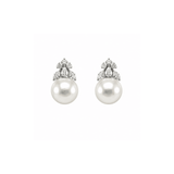 White Cultured Pearl Diamond Earrings-white south sea cultured pearl diamond earrings