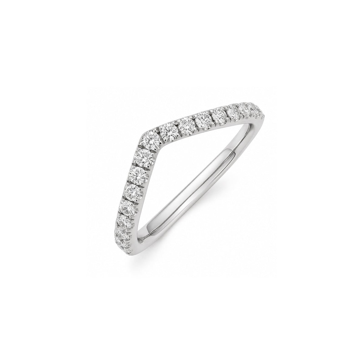 White Gold Chevron Pavé Diamond Curved Band - DRRTJ00109
