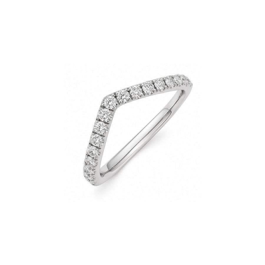 White Gold Chevron Pavé Diamond Curved Band - DRRTJ00109