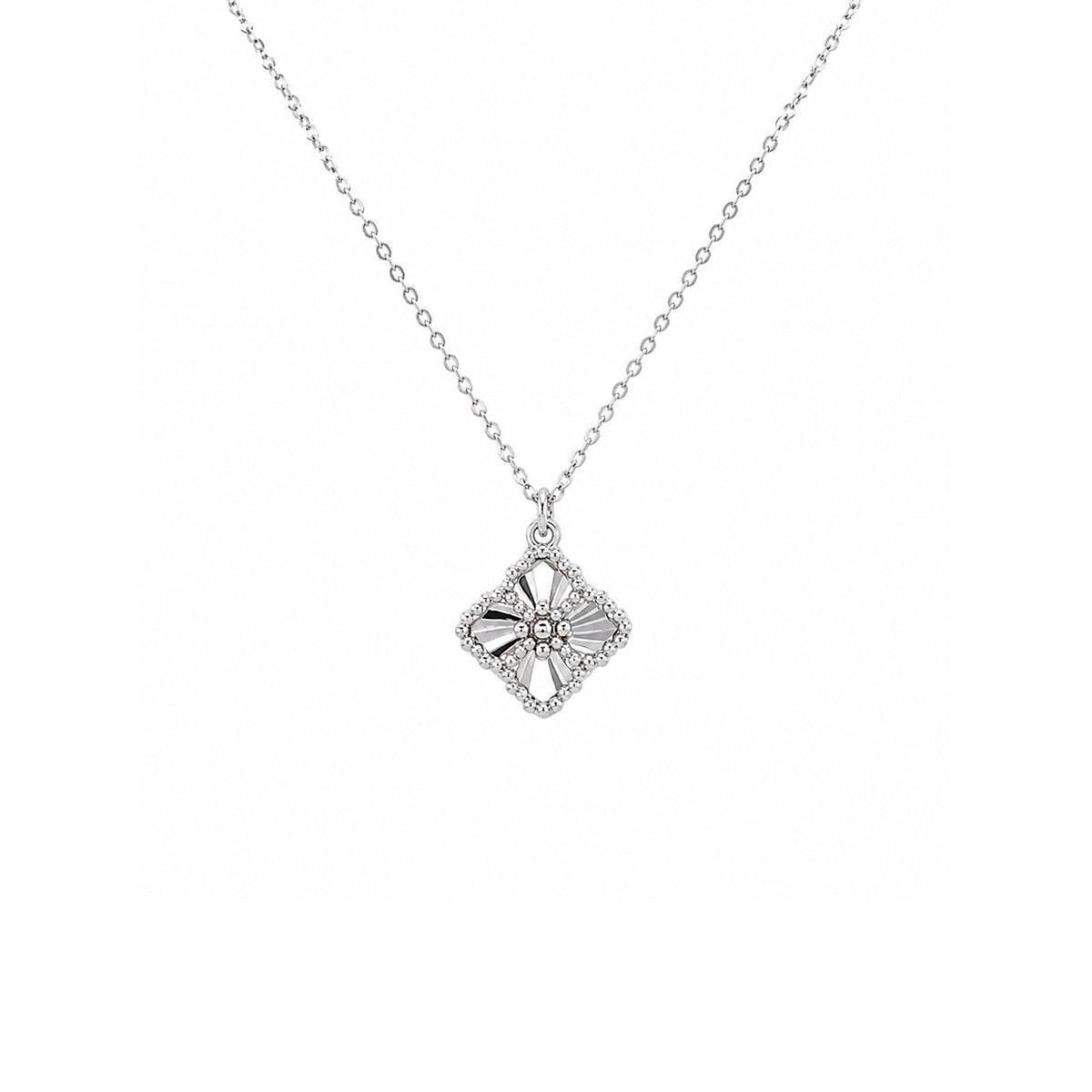 White Gold Clover Pendant and Chain