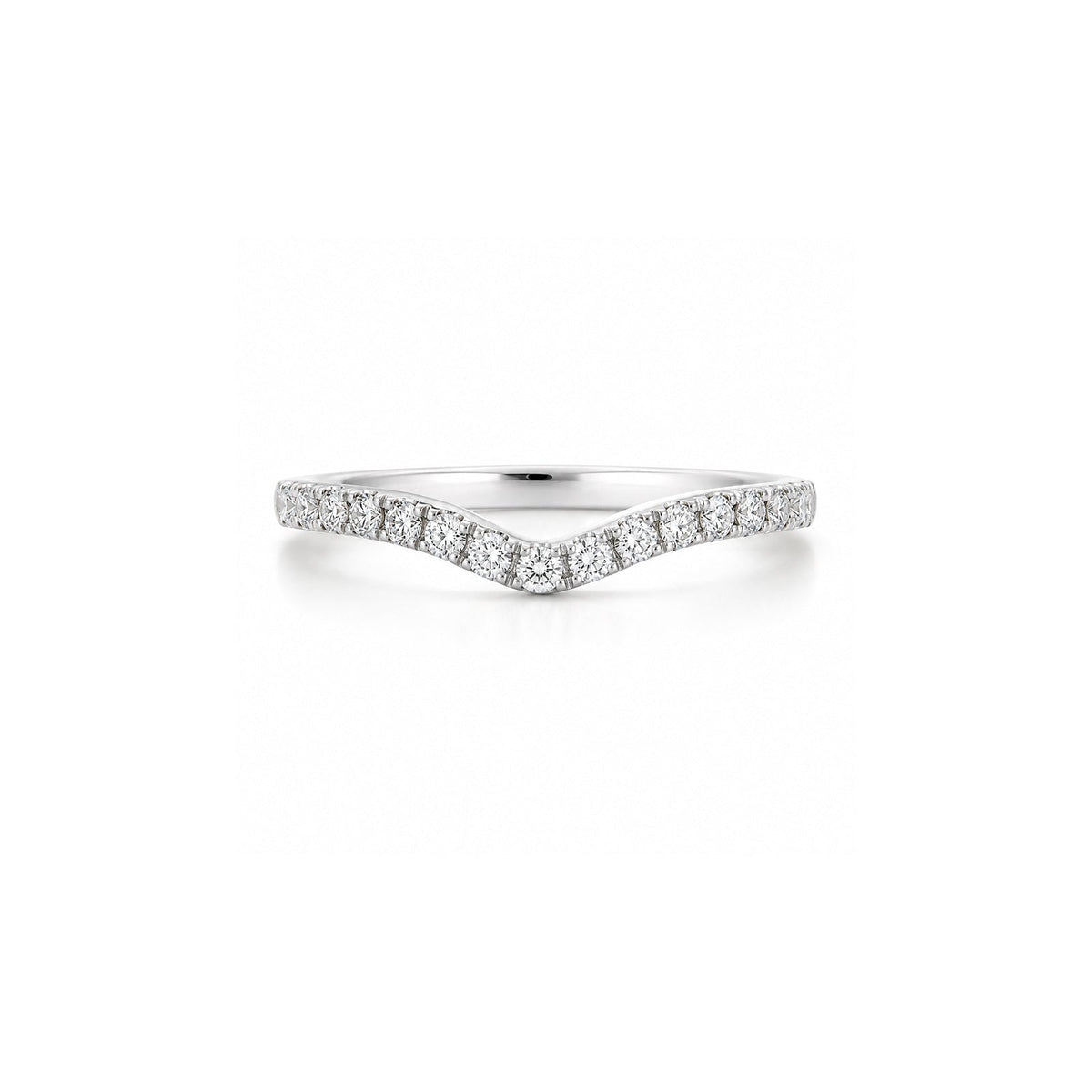 White Gold Curved Pavé Diamond Contour Band - DRRTJ00117