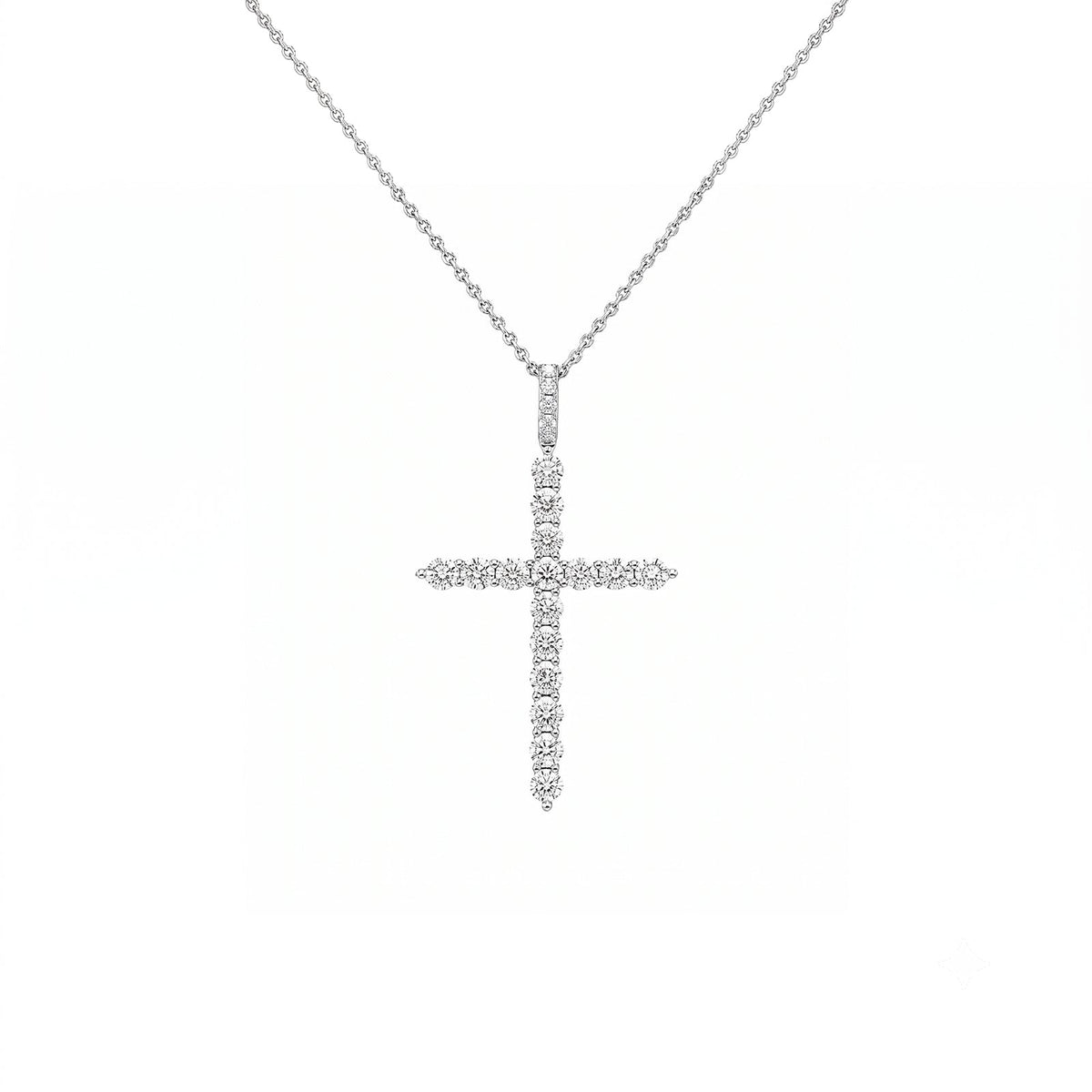 White Gold Diamond Cross Pendant Necklace - 2.62 CT