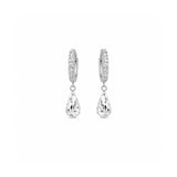 White Gold Diamond-Cut Dangling Earrings-White Gold Diamond-Cut Dangling Earrings
