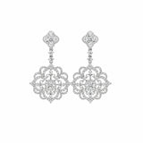 White Gold Openwork Filigree Diamond Chandelier Drop Earrings-White Gold Openwork Filigree Diamond Chandelier Drop Earrings - DETIJ01303