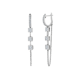 White Gold Princess Cut Diamond Linear Drop Earrings-White Gold Princess Cut Diamond Linear Drop Earrings - DEODE06077
