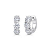 White Gold Three-Stone Diamond Huggie Earrings-White Gold Three-Stone Diamond Huggie Earrings - DEODE05899