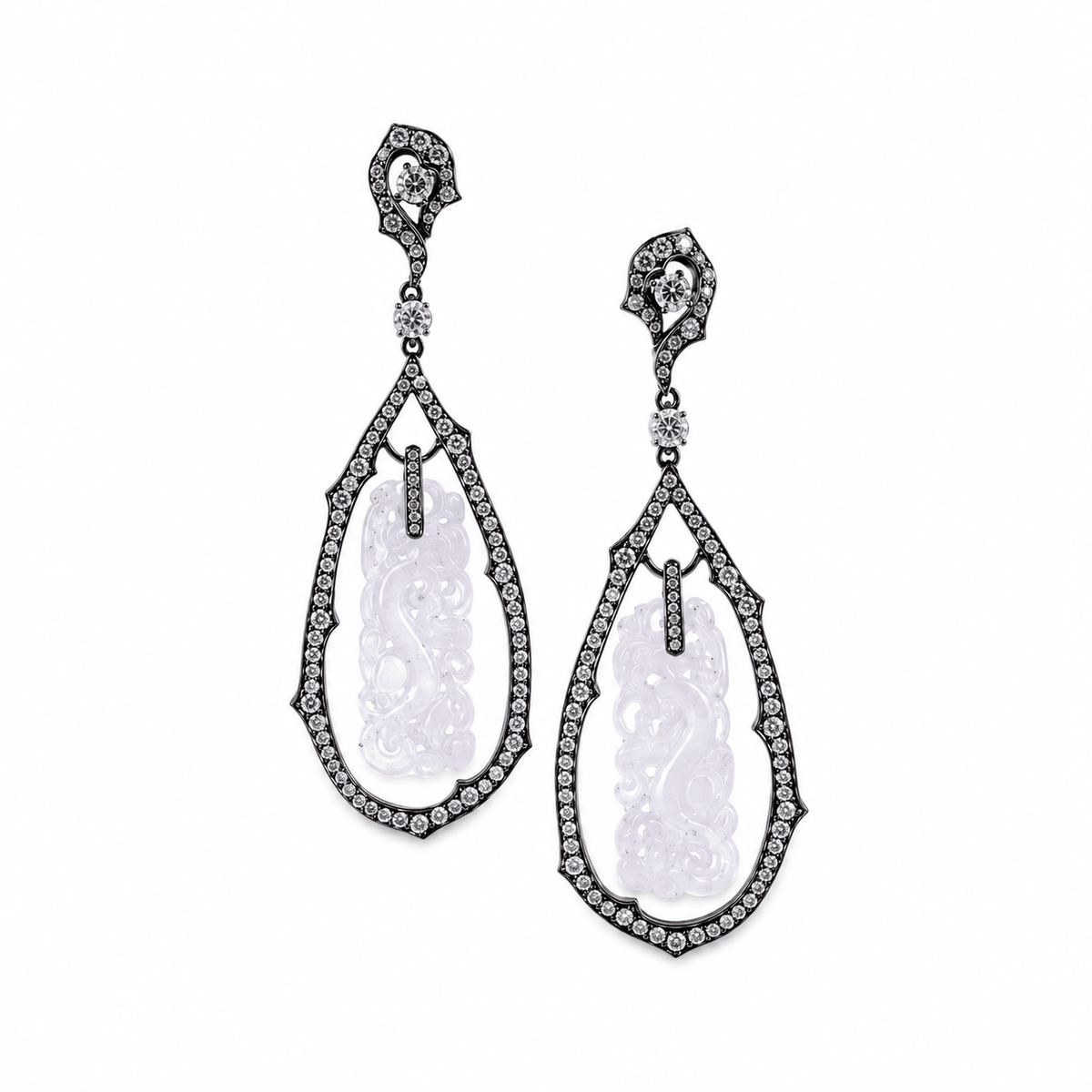 White Jade Dangle Earrings