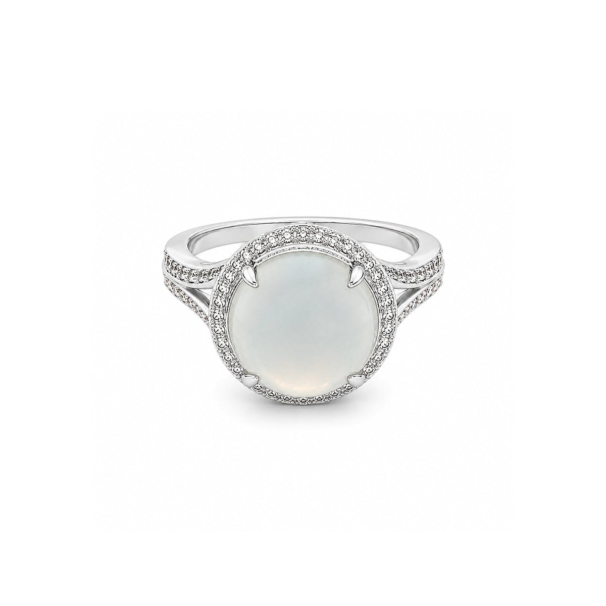 White Jade Diamond Ring
