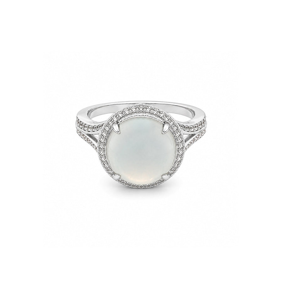 White Jade Diamond Ring