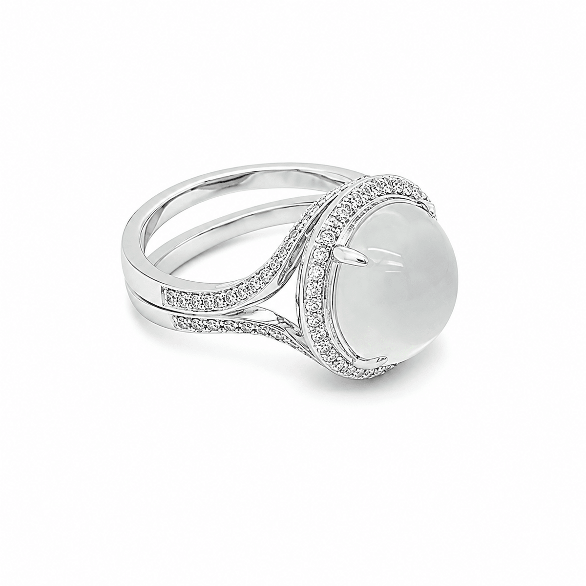 White Jade Diamond Ring