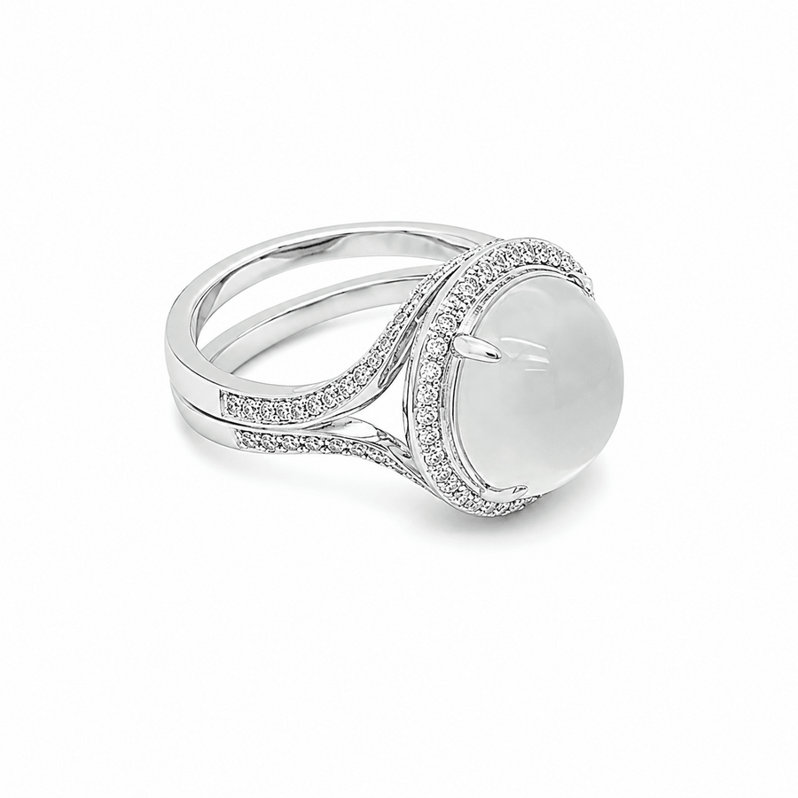 White Jade Diamond Ring