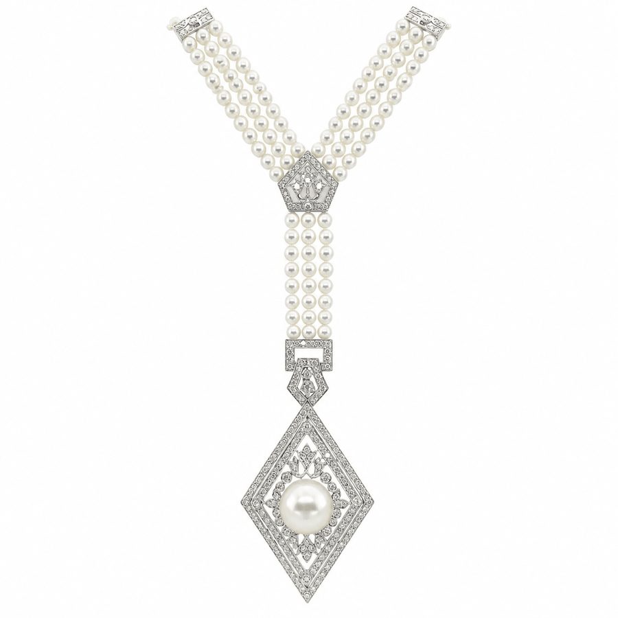 White south sea pearl diamond necklace