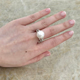 White South Sea Pearl Diamond Split Shank Ring-White South Sea Pearl Diamond Split Shank Ring - PRMXM00182