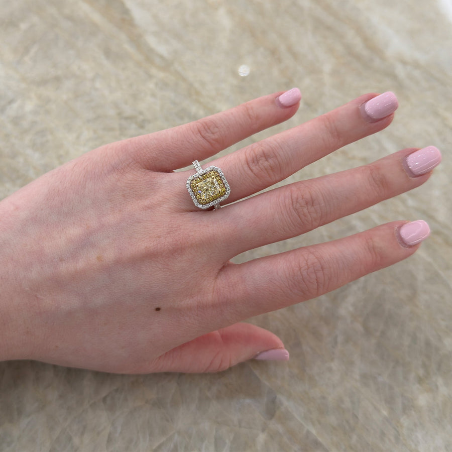 Yellow Diamond Double Halo Ring - DRTIJ03944