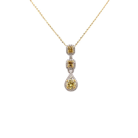 Yellow Diamond Drop Pendant and Chain-Yellow Diamond Drop Pendant and Chain - DNMKD05522