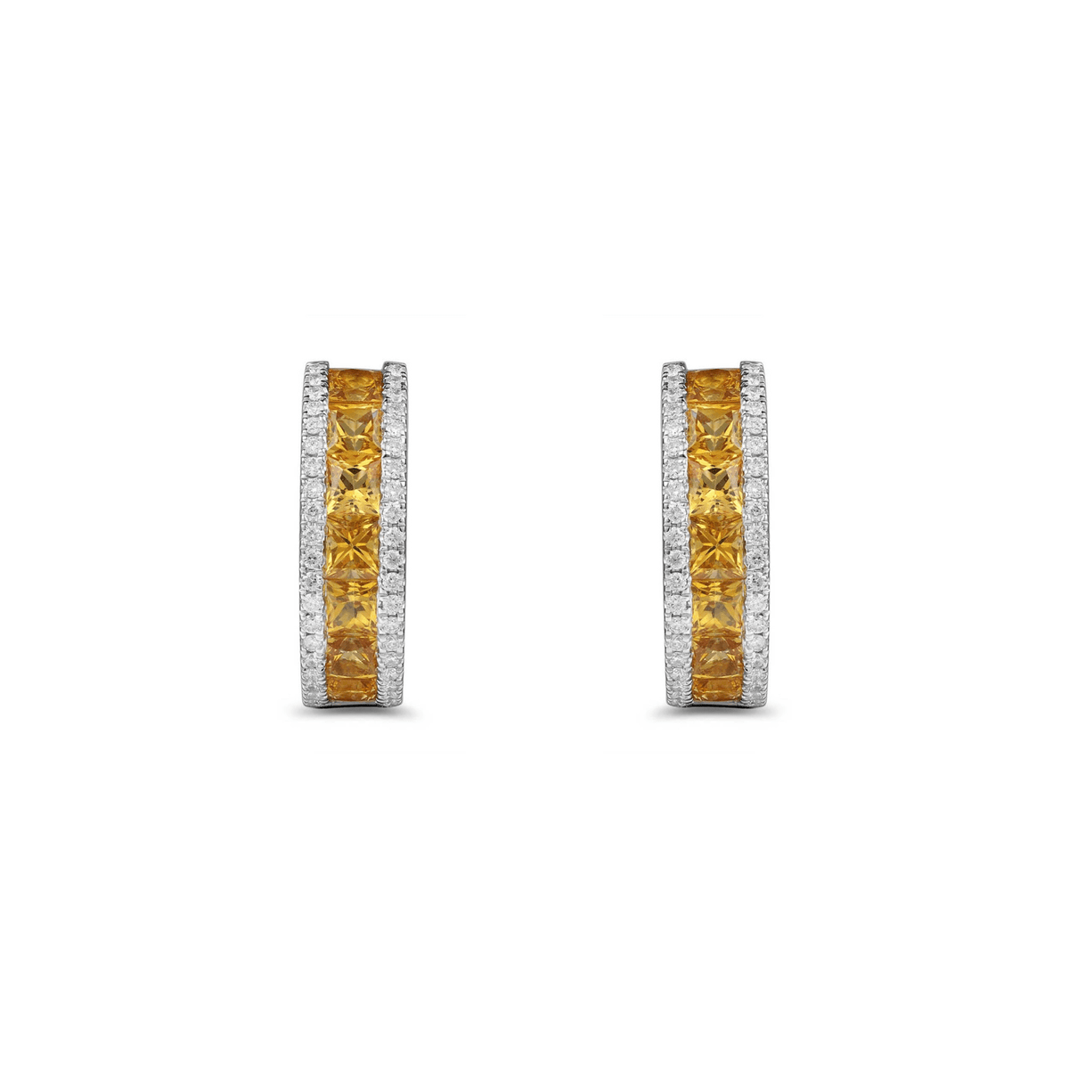 Yellow Diamond Hoop Earrings - SERTJ00091