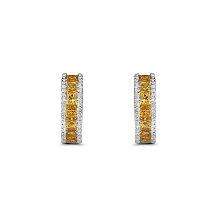 Yellow Diamond Hoop Earrings - SERTJ00091