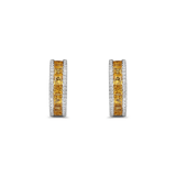 Yellow Sapphire Hoop Earrings-Yellow Diamond Hoop Earrings - SERTJ00091