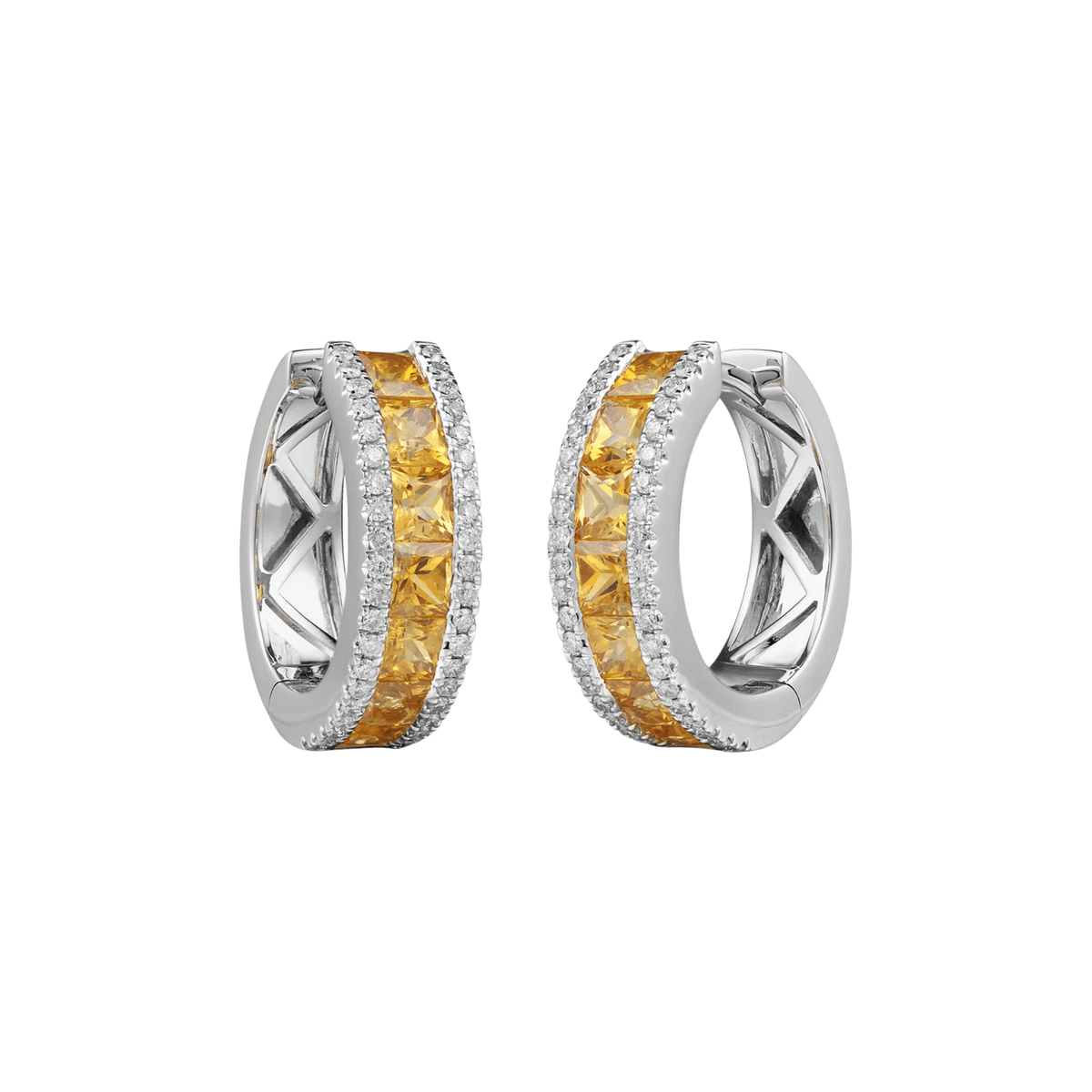 Yellow Diamond Hoop Earrings - SERTJ00091