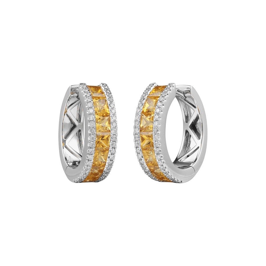 Yellow Diamond Hoop Earrings - SERTJ00091