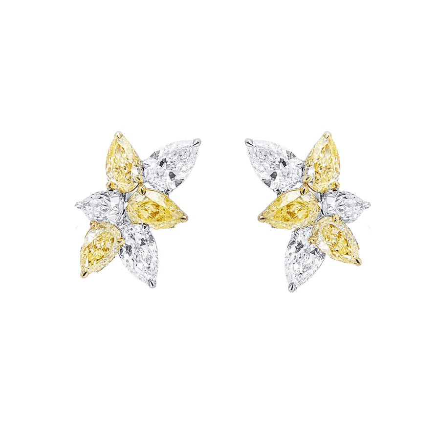 Yellow Diamond Pear-shaped Cluster Earrings DENOV00281