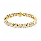Yellow Gold Cushion Bezel-Set Round Diamond Tennis Bracelet-Yellow Gold Cushion Bezel-Set Round Diamond Tennis Bracelet