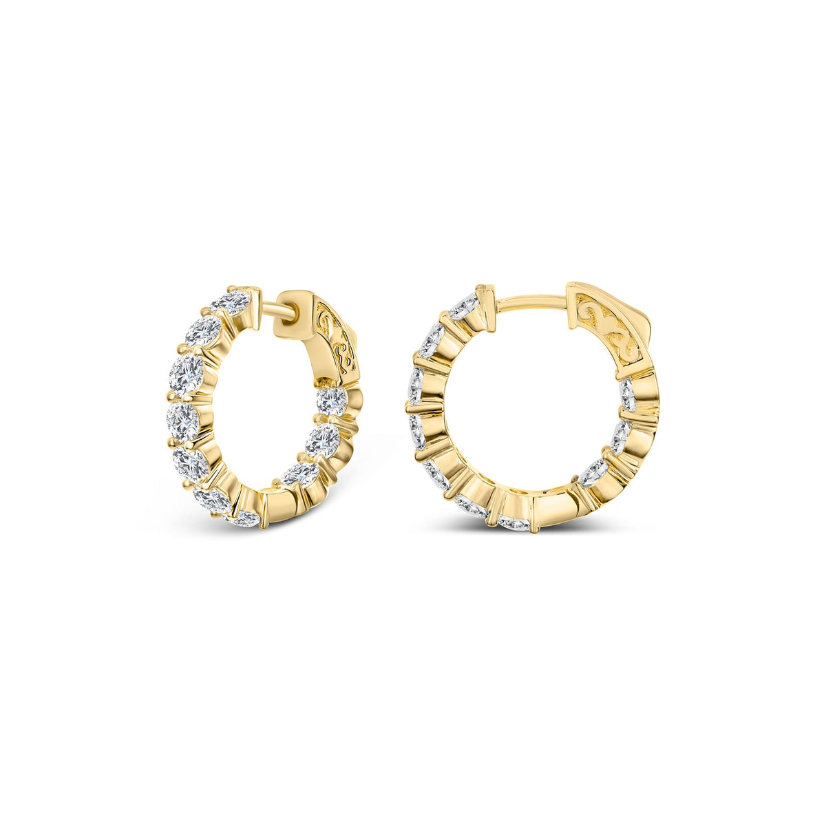 Yellow Gold Diamond Inside-Out Hoop Earrings - DEODE05951