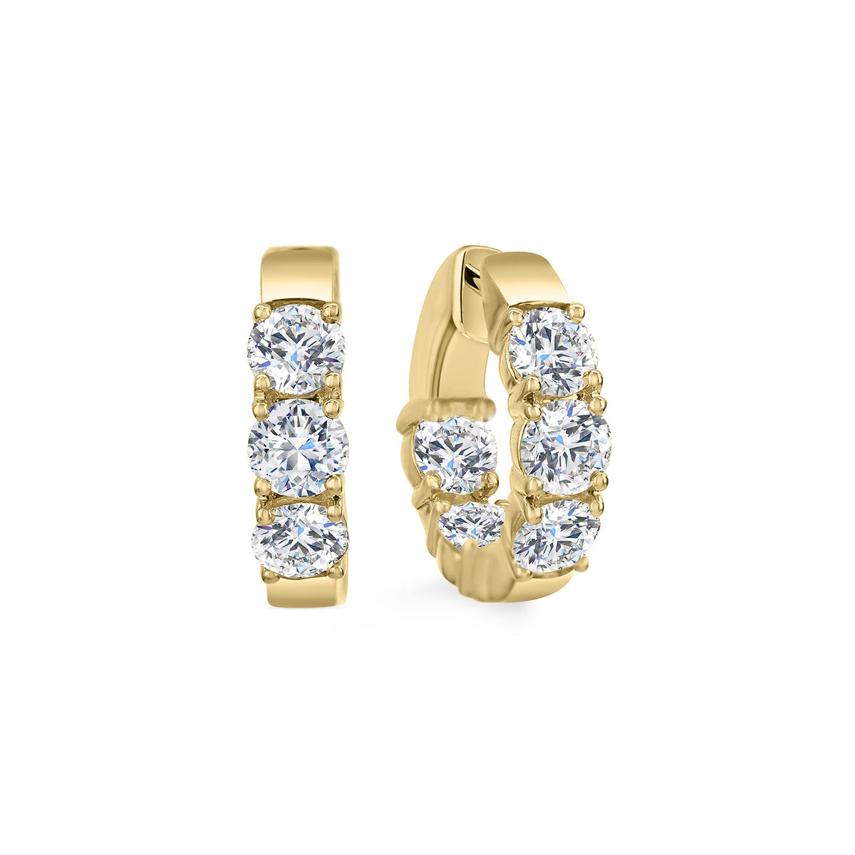 Yellow Gold Diamond Inside-Out Huggie Earrings - DEODE05933