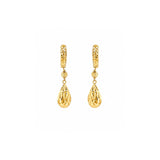 Yellow Gold Gold Diamond-Cut Tear Drop Earrings-Yellow Gold Gold Diamond-Cut Tear Drop Earrings