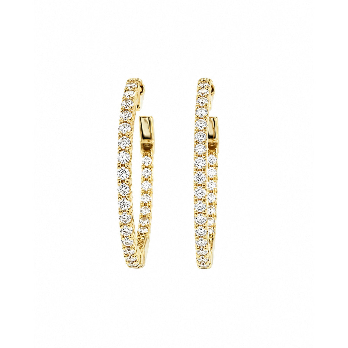 Yellow Gold Inside-Out Diamond Hoop Earrings 22mm