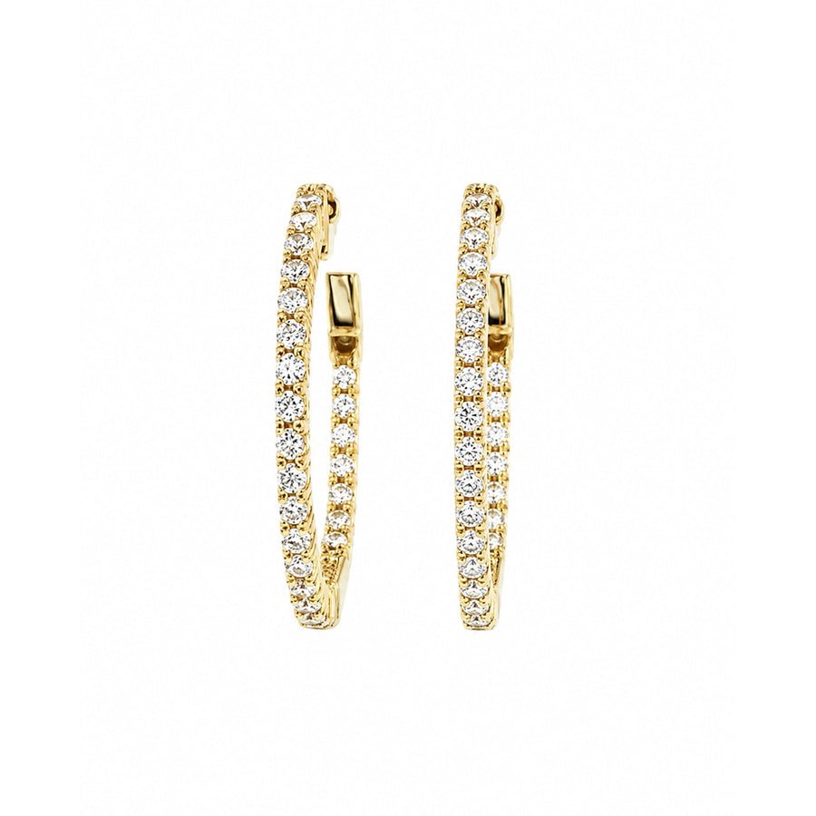 Yellow Gold Inside-Out Diamond Hoop Earrings 22mm