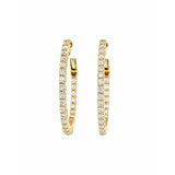 Yellow Gold Inside Out Diamond Hoop Earrings 22mm-Yellow Gold Inside-Out Diamond Hoop Earrings 22mm
