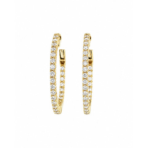 Yellow Gold Inside Out Diamond Hoop Earrings 22mm-Yellow Gold Inside-Out Diamond Hoop Earrings 22mm