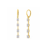 Yellow Gold Oval Cut Diamond Linear Drop Earrings-Yellow Gold Oval Cut Diamond Linear Drop Earrings