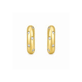 Yellow Gold Scattered Flush-Set Diamond Thick Hoop Earrings-Yellow Gold Scattered Flush-Set Diamond Thick Hoop Earrings - DERTJ01919