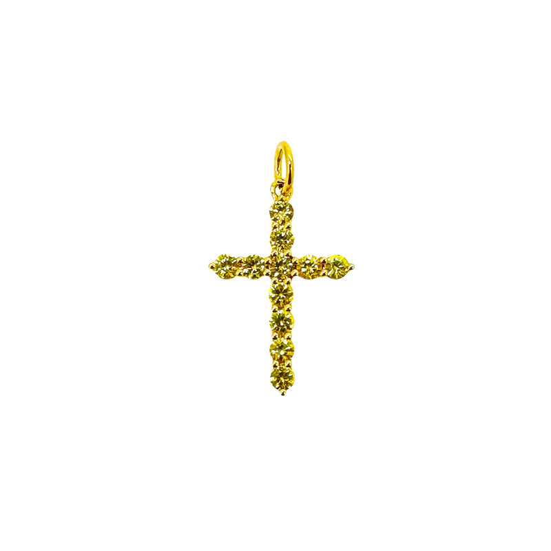 Yellow Sapphire Cross Pendant-Yellow Sapphire Cross Pendant - SPTIJ00745