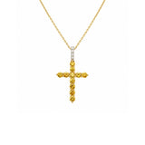 Yellow Sapphire Diamond Cross Necklace-Yellow Sapphire Diamond Cross Necklace