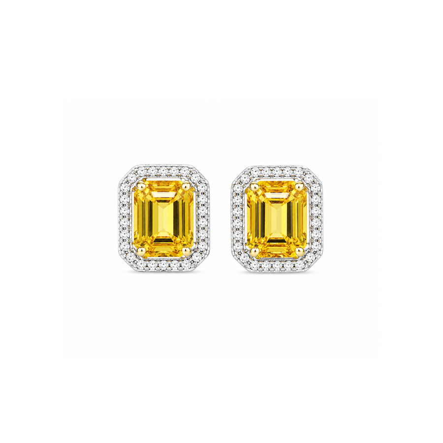 Yellow Sapphire Diamond Earrings
